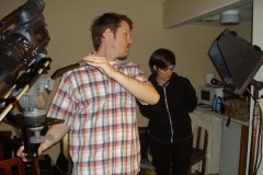 Kevin Forrest checks the angle